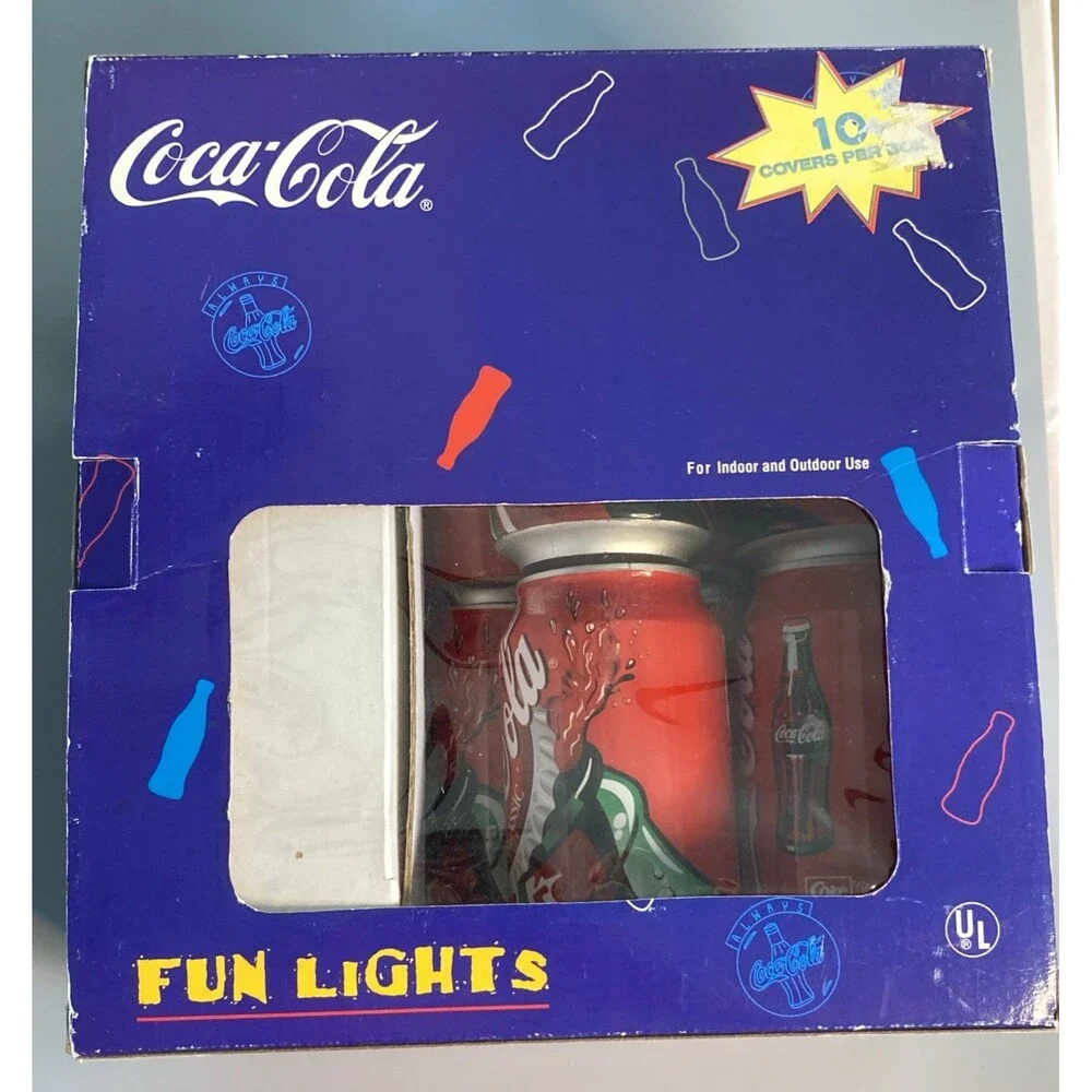 10 Vintage Coca-Cola Blow Mold String Lights Camper Outdoor Advertising w Box